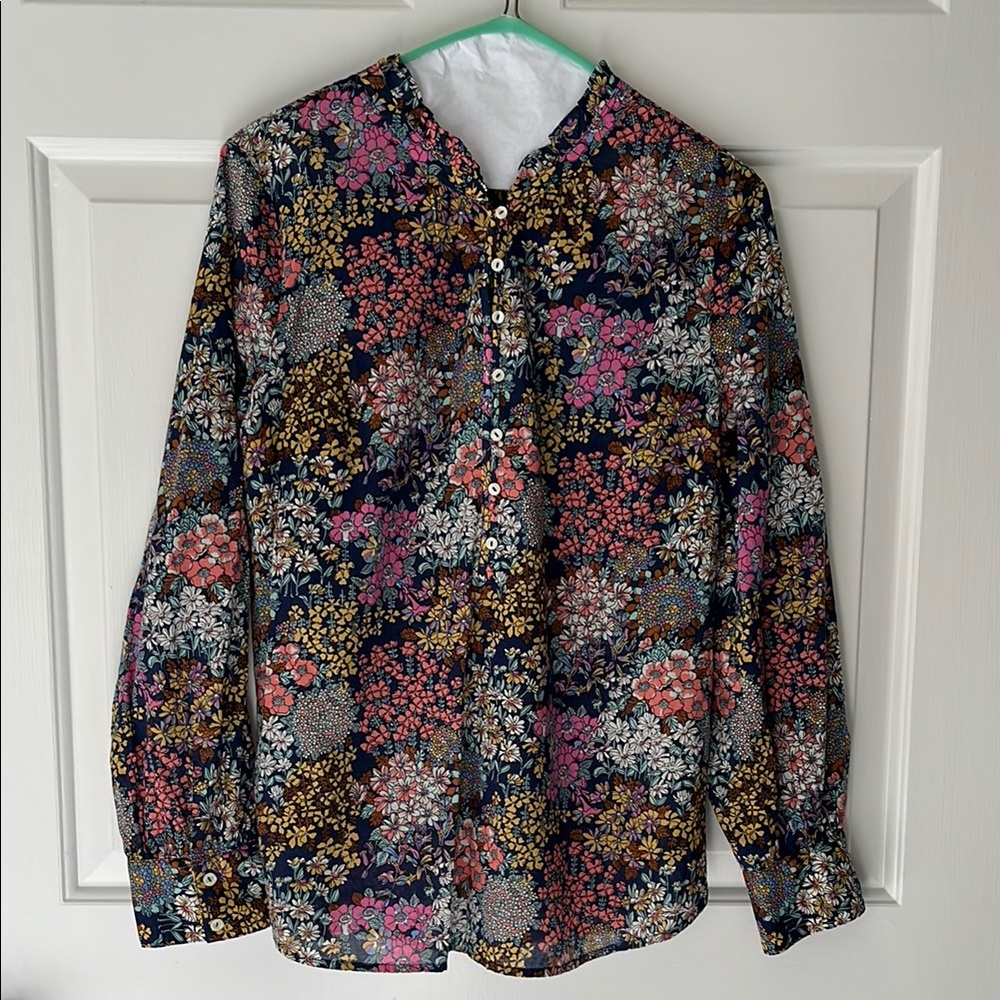 Talbots Pink and Gold Floral Button Down Shirt